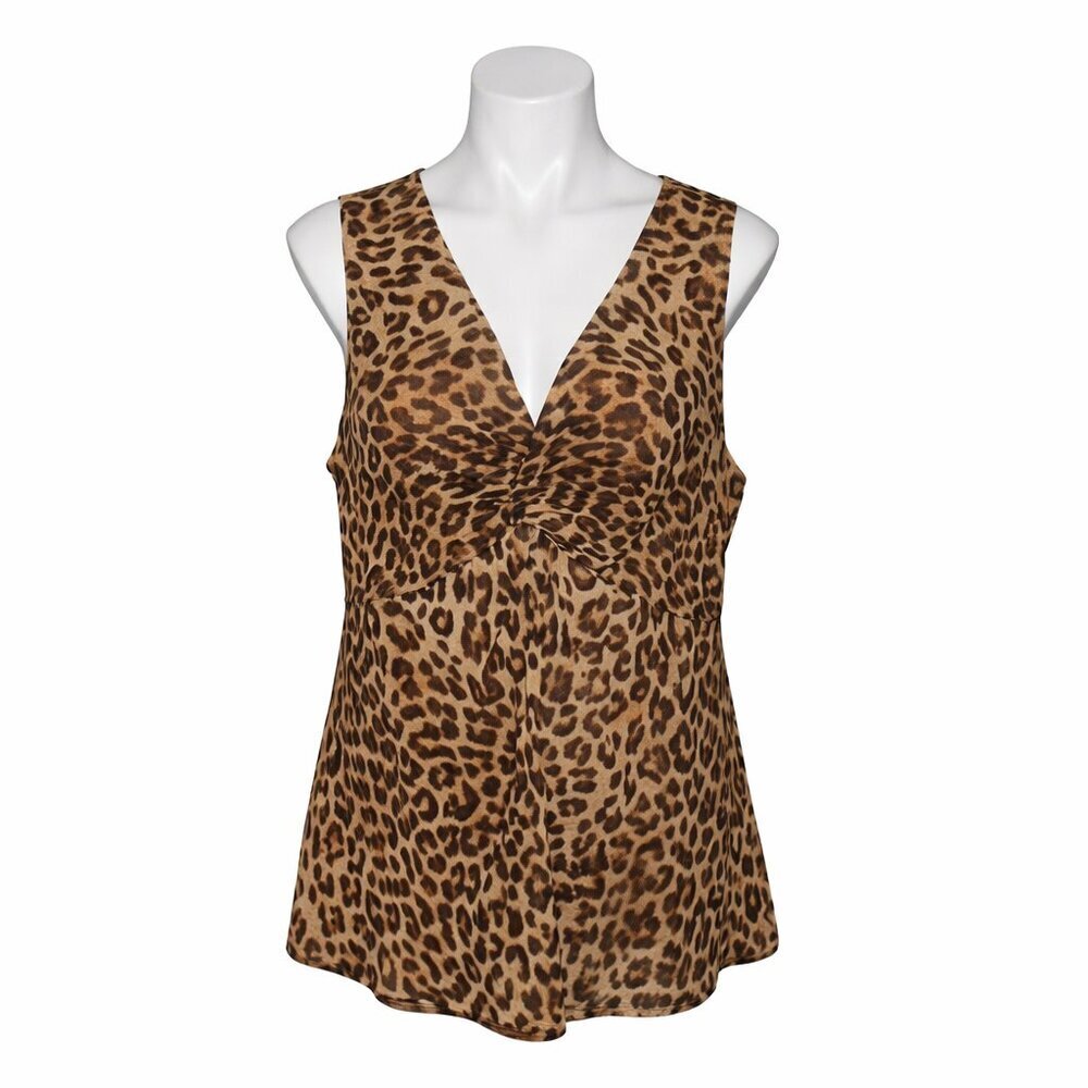 Ann Taylor Leopard Print Sleeveless Blouse Size 14